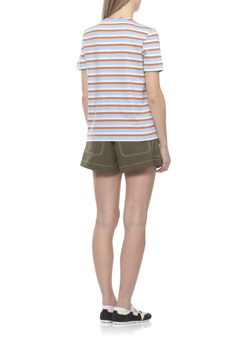 Marni Light Blue Striped Cotton T-Shirt