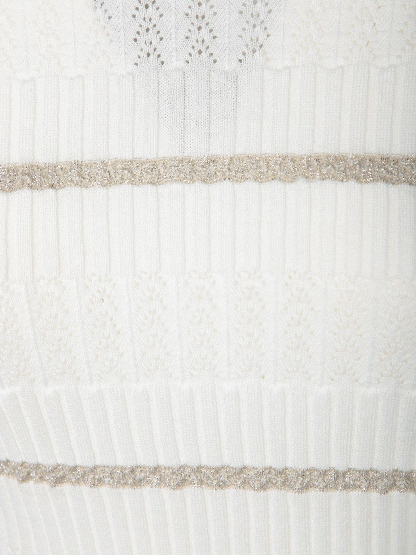 Pinko Textured Knit White Sweater