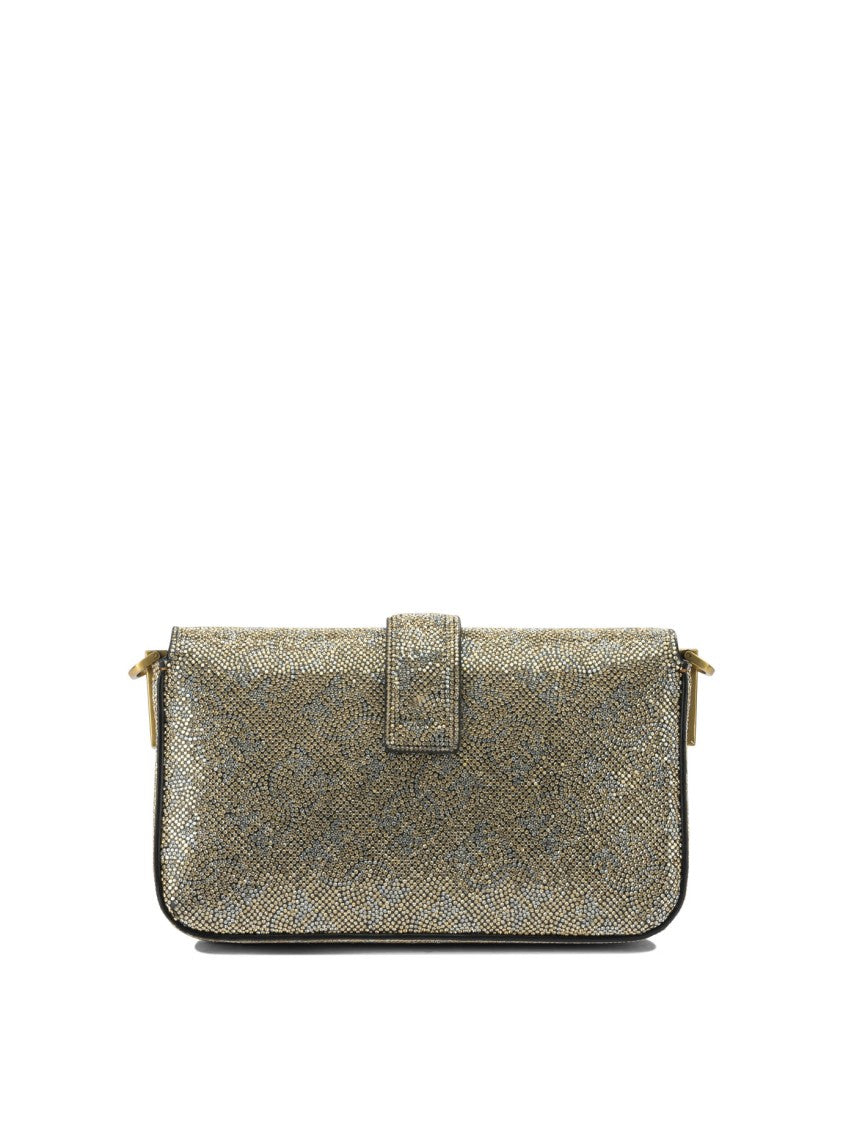 Pinko Gold Leather Crossbody Bag