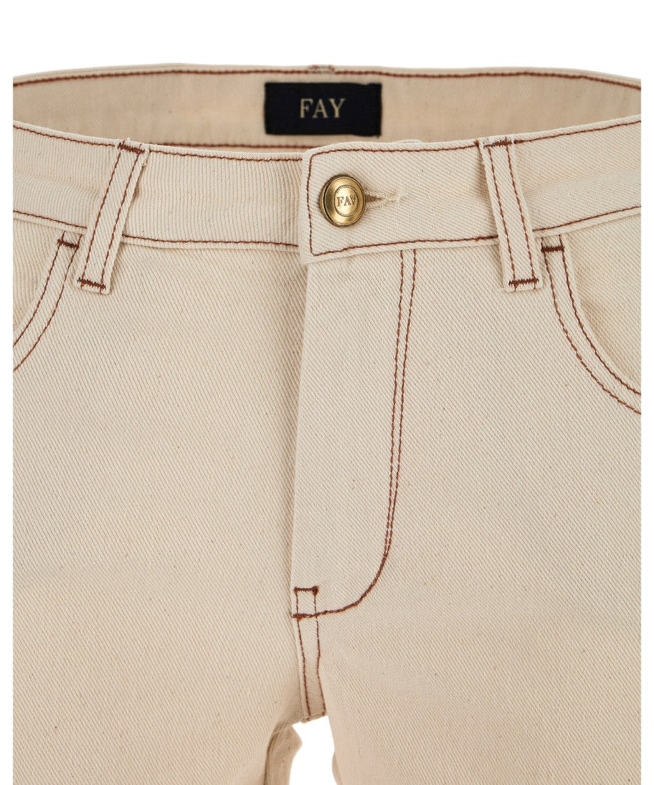 Fay Skinny Five-Pocket Jeans With Frayed Hem