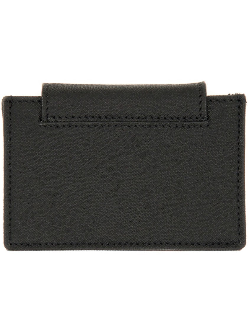 Vivienne Westwood Textured Leather Cardholder With Flap Closure And Metallic Emblem