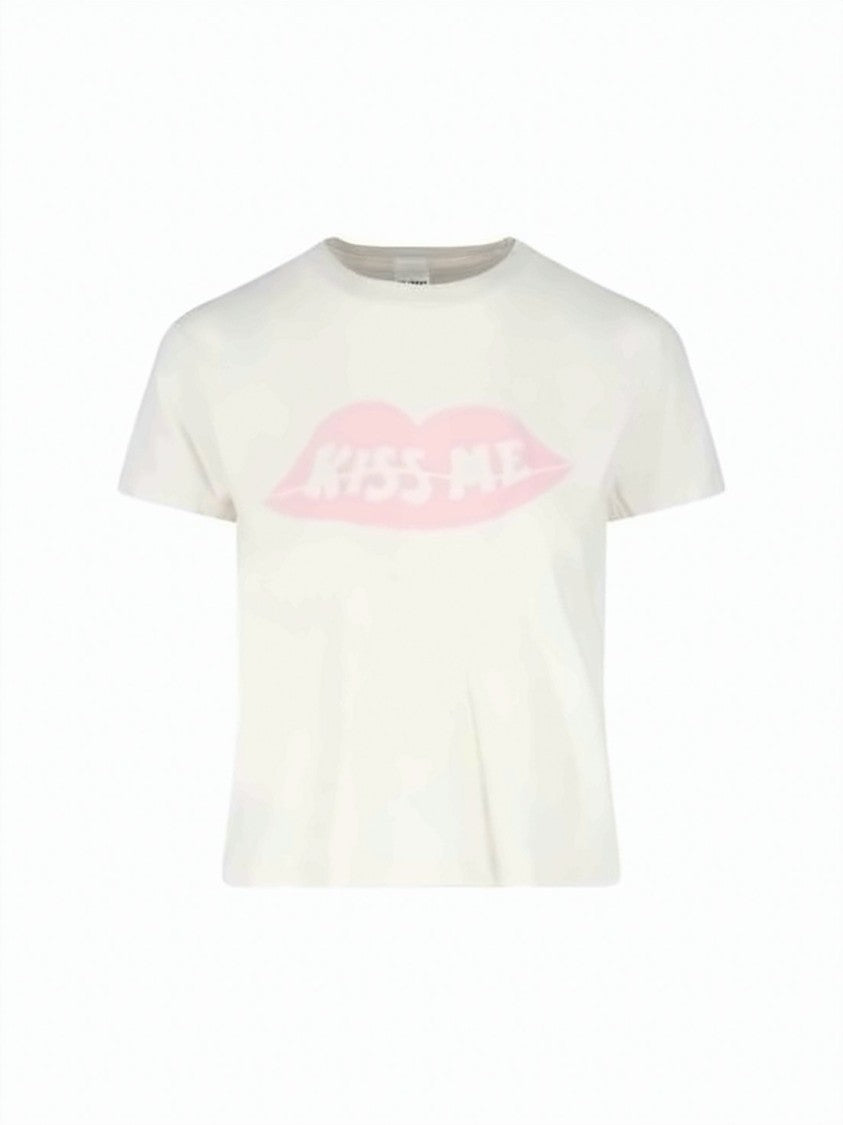 Re/Done Cropped Short-Sleeve T-Shirt With Subtle Graphic