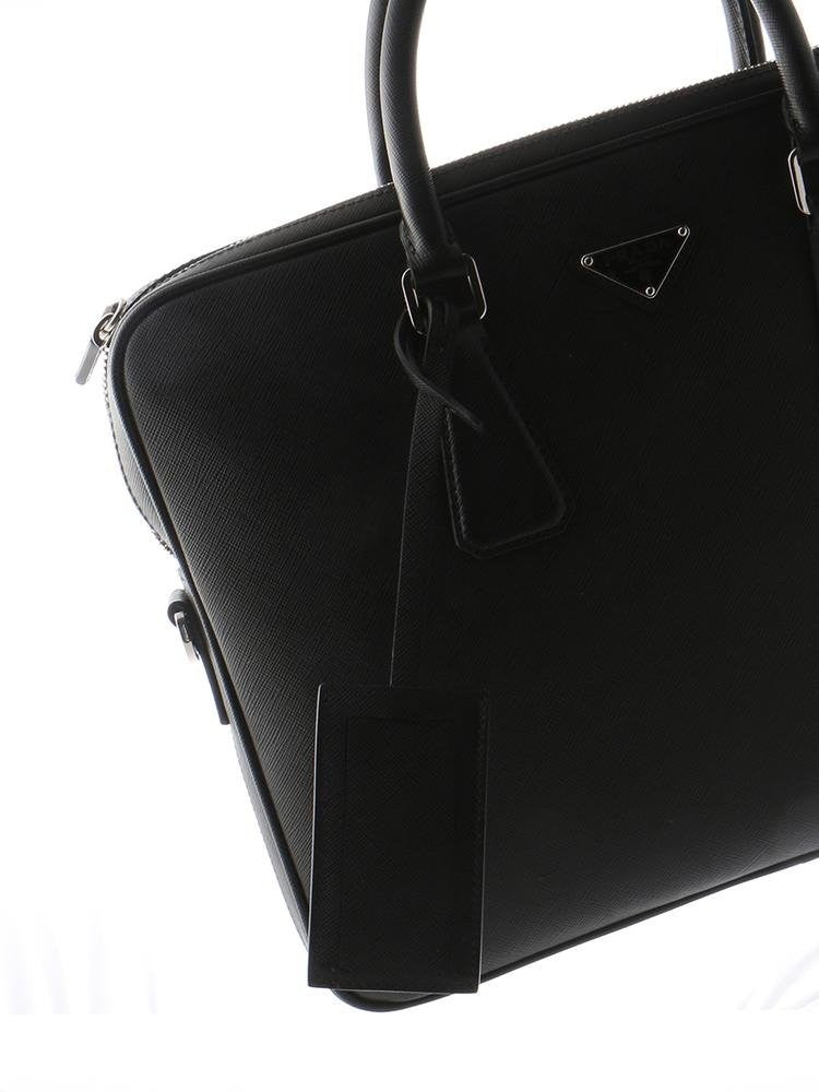 Prada Rectangular Black Leather Tote Bag