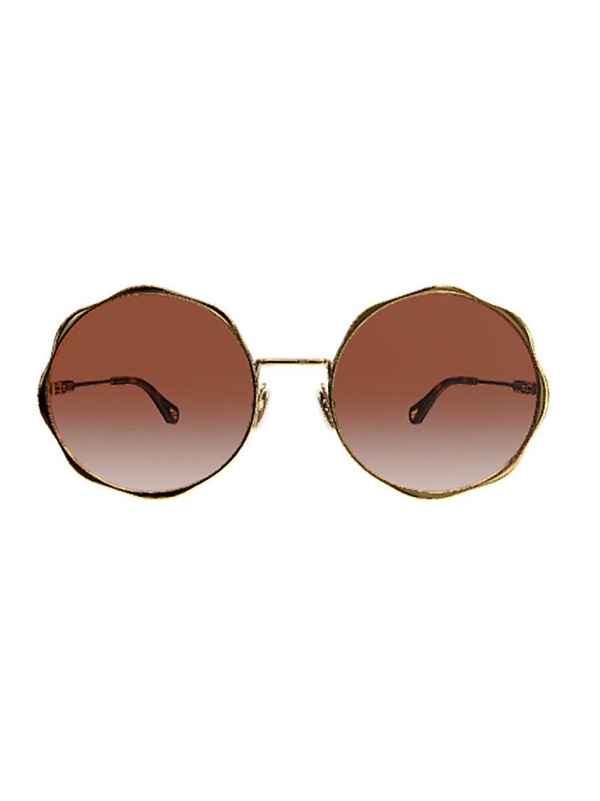 Chloé Oversized Round Sunglasses With Wavy Metallic Frame