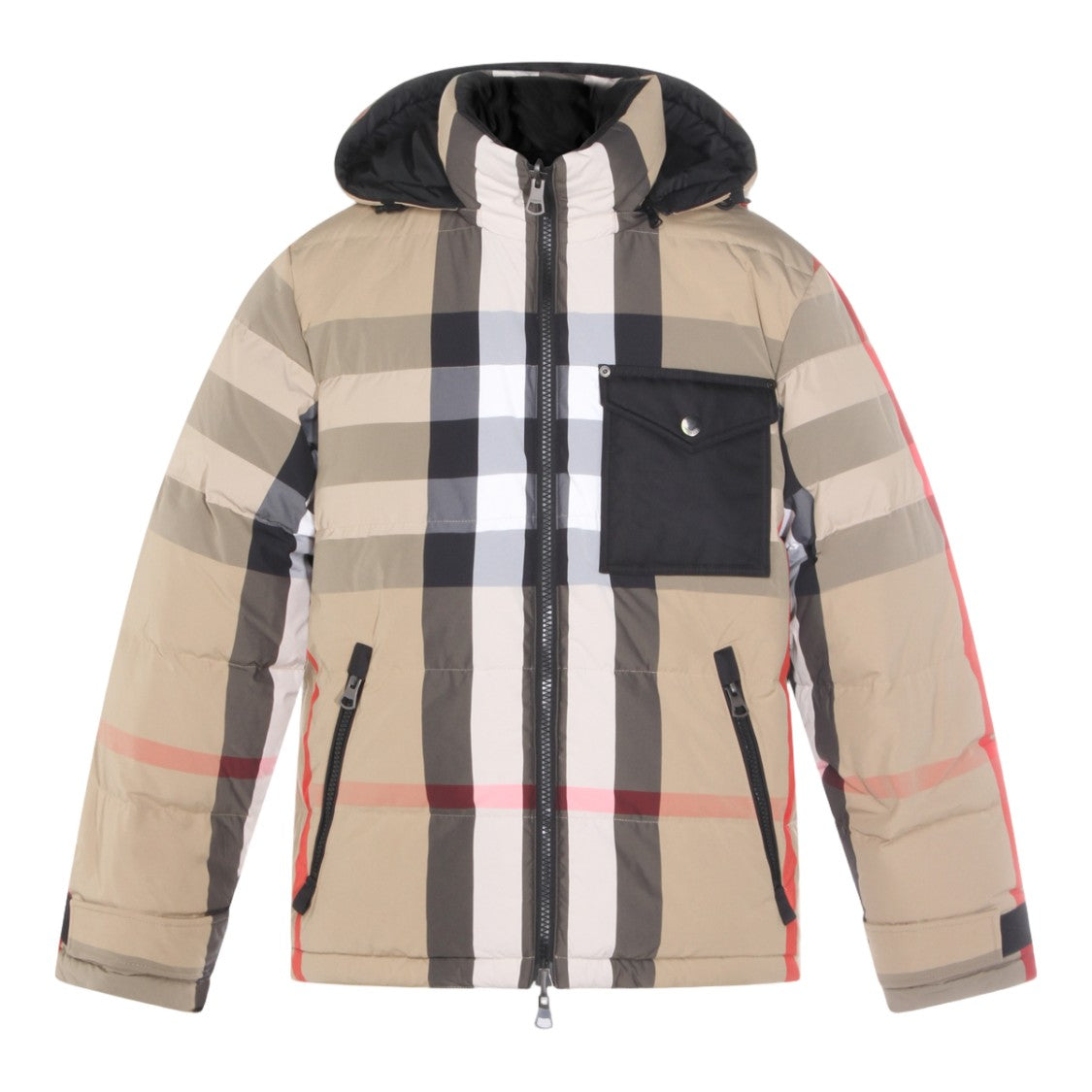 Burberry Padded Check Pattern Coat With Hood