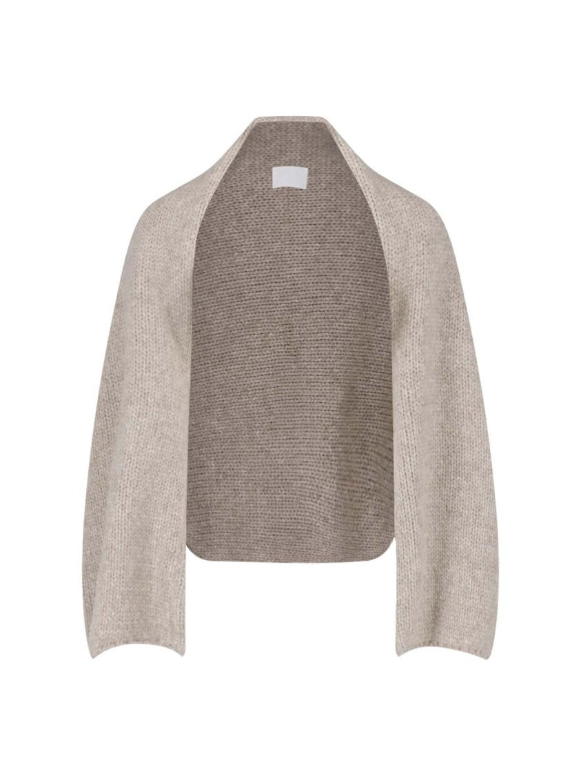 Pampa The Brand Beige Wide Neck Long-Sleeve Alpaca Cardigan
