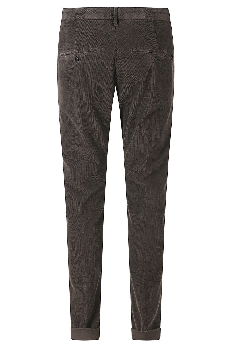 Dondup Gaubert Dark Brown Velvet Cotton-Blend Straight-Leg Pants