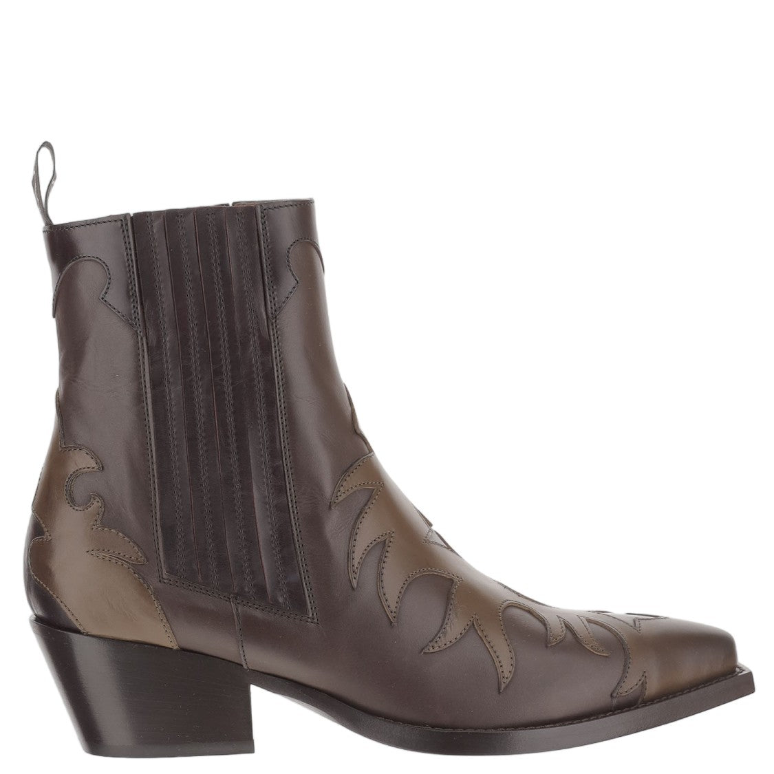 Sartore Parma Leather Ankle Boots With Tapered Toe And Decorative Stitching