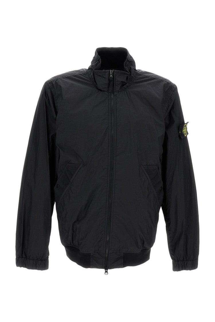 Stone Island Technical Bomber Jacket With Structured Stand Collar