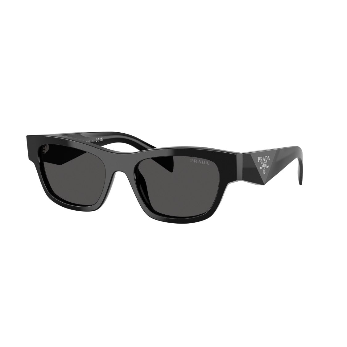 Prada 0Pr B09s Bold Rectangular Frame Black Acetate Sunglasses