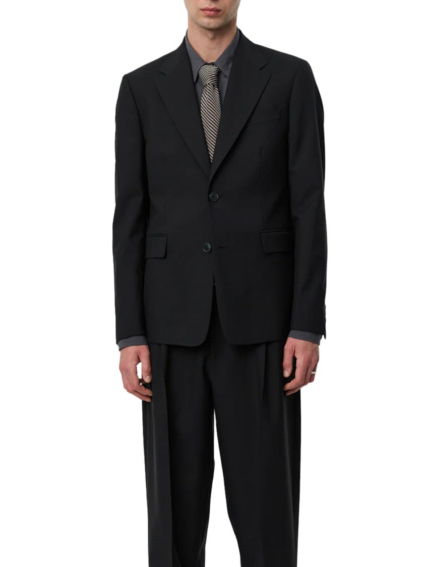 Mfpen Single-Breasted Black Wool Blazer With Tailored Fit
