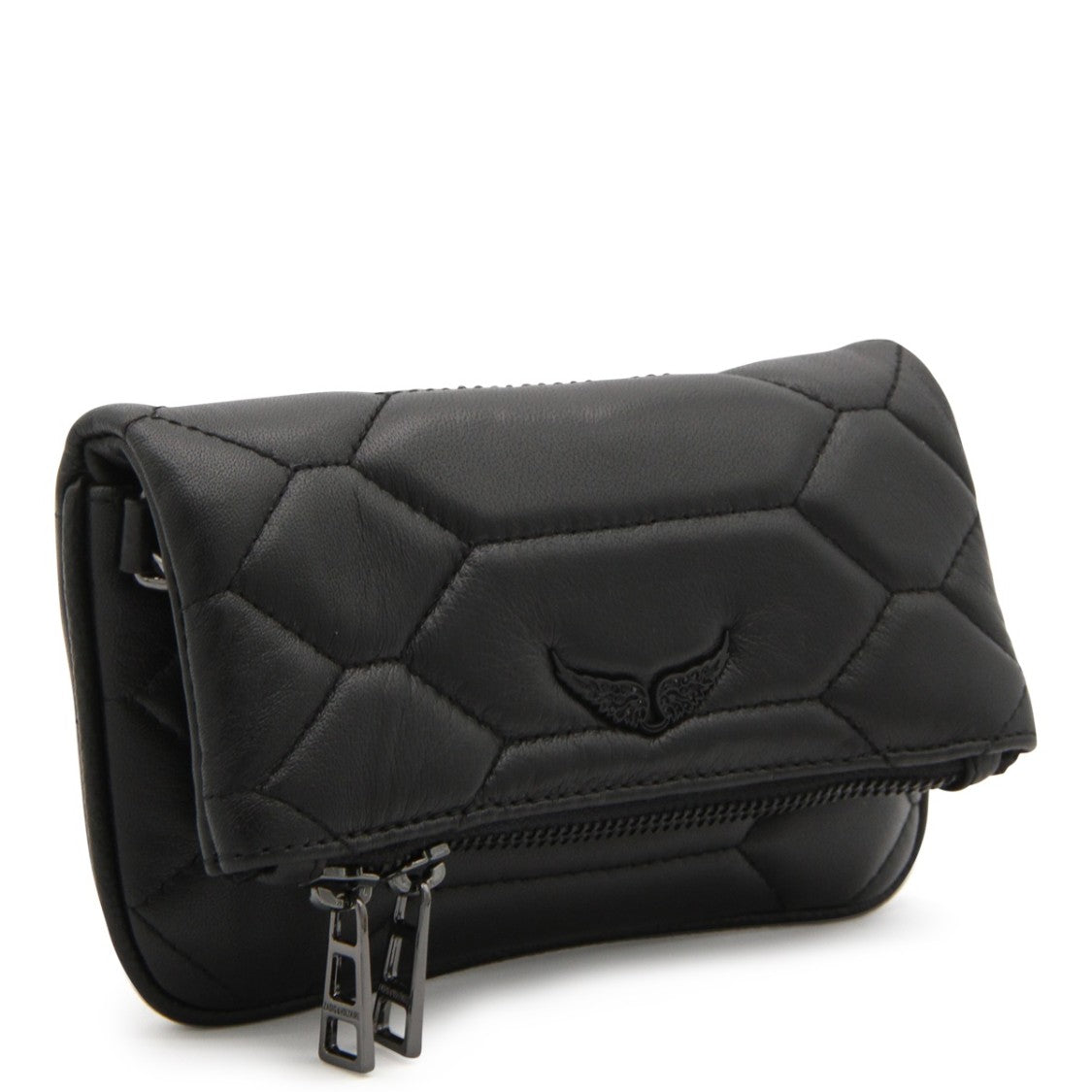Zadig & Voltaire Rock Nano Xl Mat Scale Black Leather Shoulder Bag