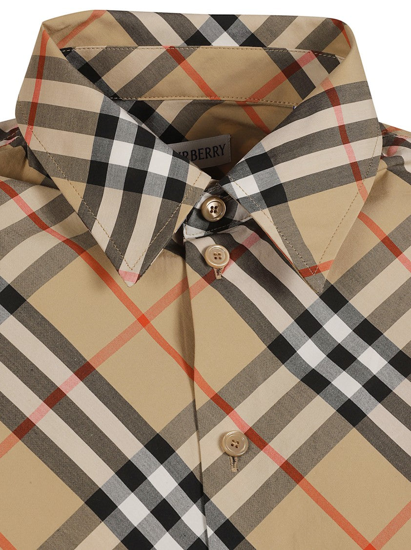 Burberry Plaid Cotton Shirt With Structured Collar