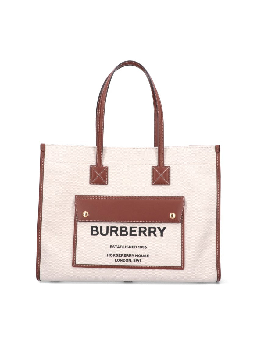 Burberry Freya' Medium Tote Bag – Beige