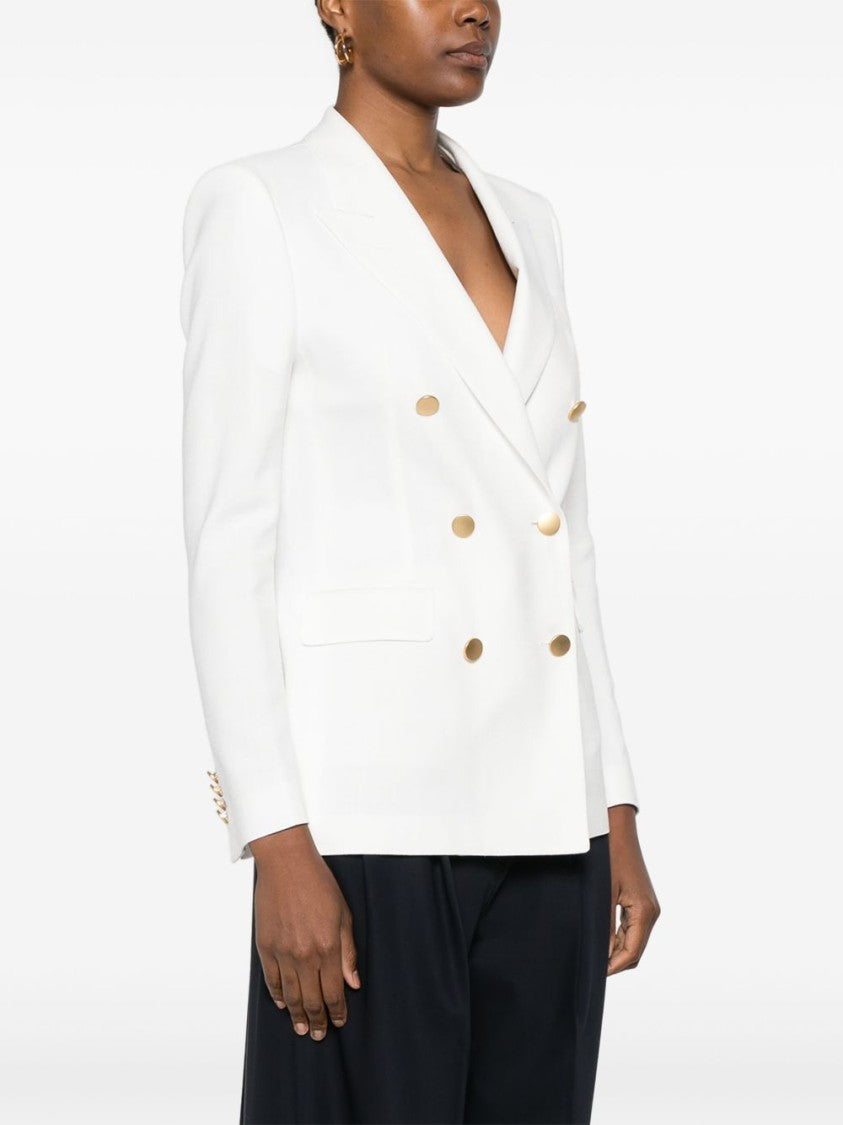 Tagliatore Double-Breasted Black Jacket With Gold-Tone Buttons