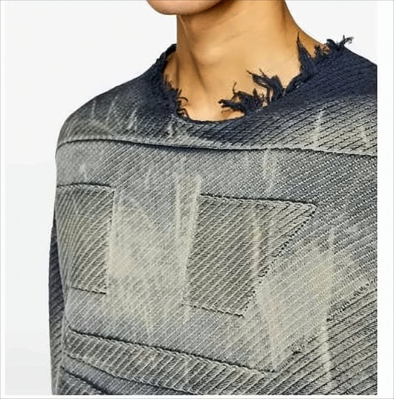 Diesel Gradient Textured Sweater With Distressed Finish