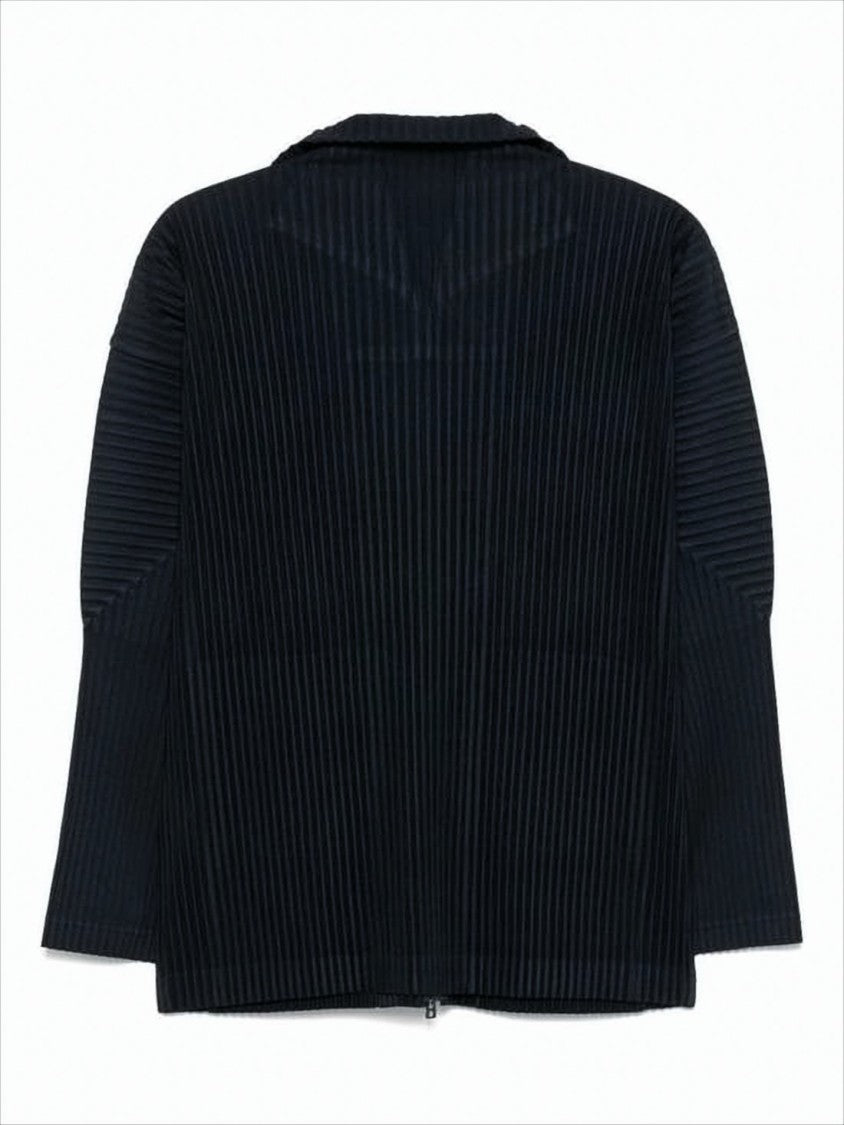 Homme Plissé Issey Miyake Pleated Black Jacket With Structured Silhouette