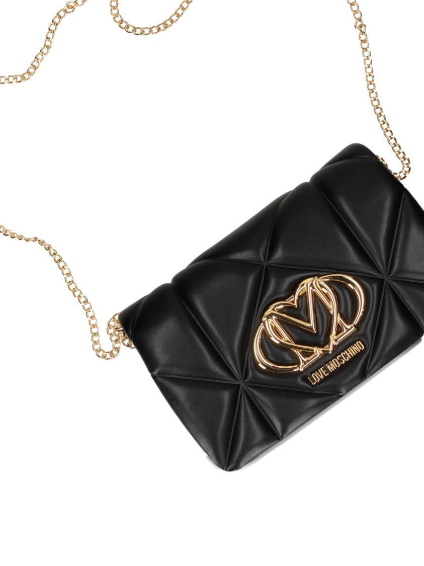 Love Moschino Quilted Black Shoulder Bag With Gold-Tone Accents