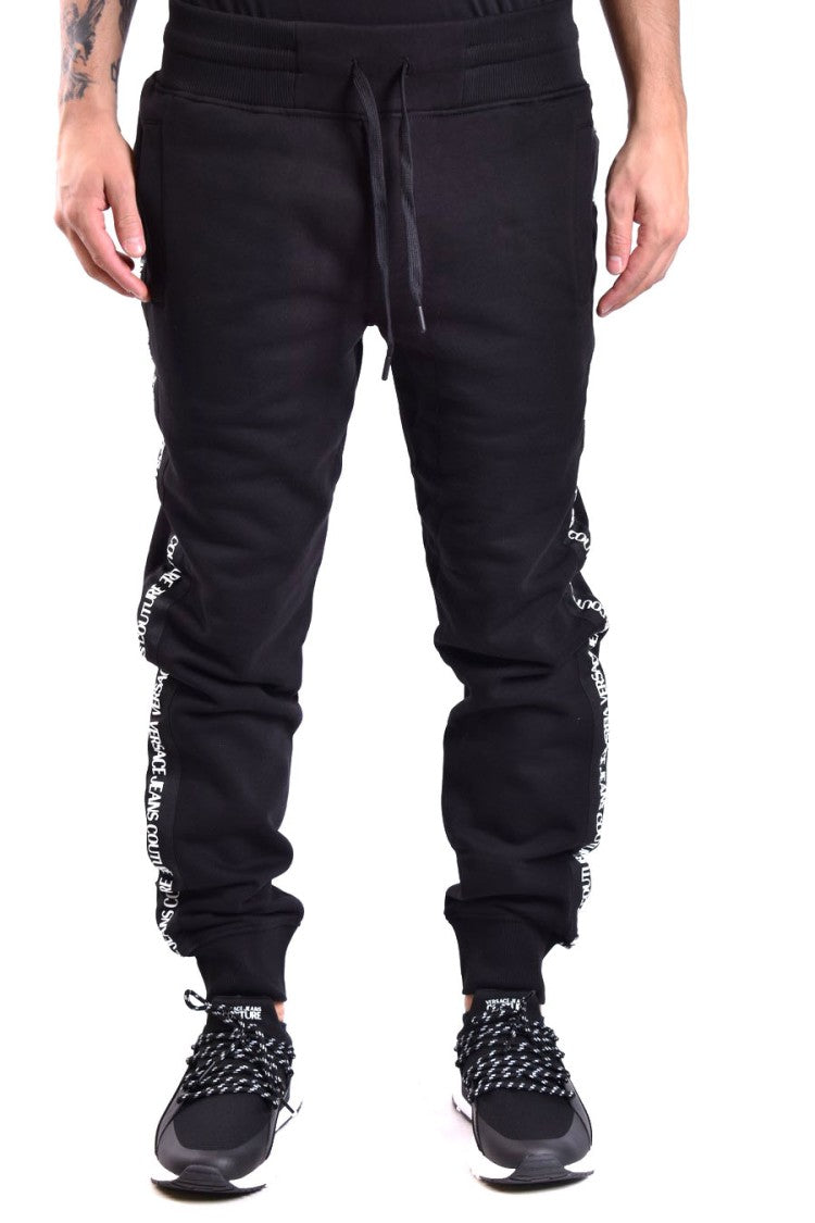 Versace Jeans Couture Tapered Black Trousers With Ribbed Cuffs
