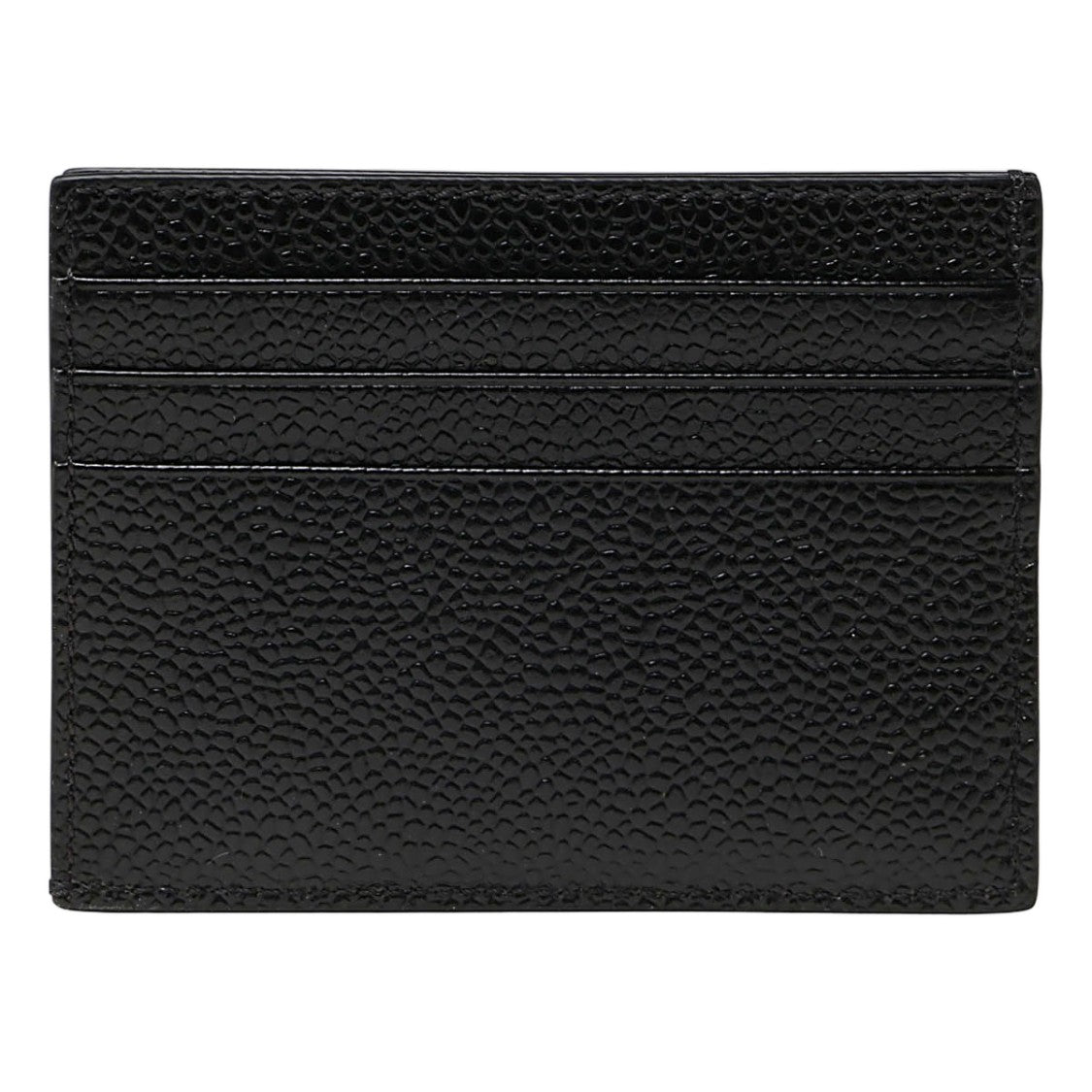 Thom Browne Compact Textured Black Wallet With Tricolor Detail