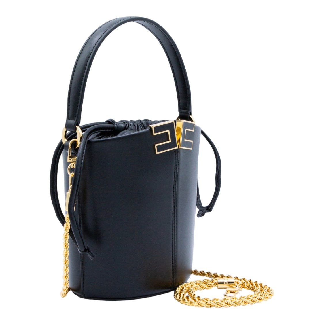Elisabetta Franchi Structured Black Bucket Bag