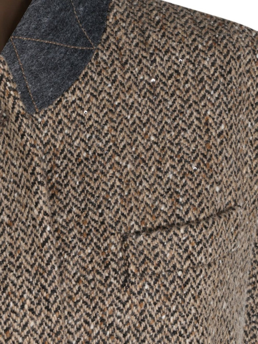Brunello Cucinelli Herringbone Textured Sleeveless Jacket