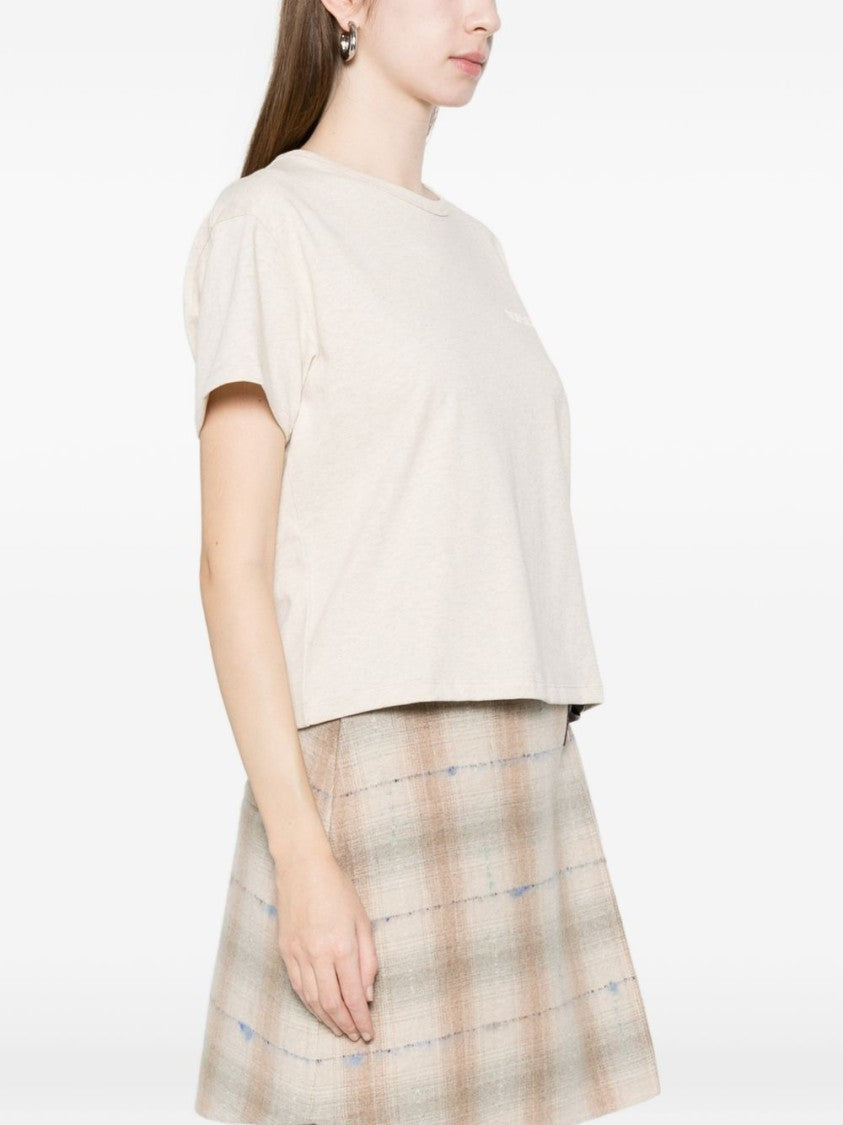 A.P.C. Cropped Off-White T-Shirt With Logo Detail
