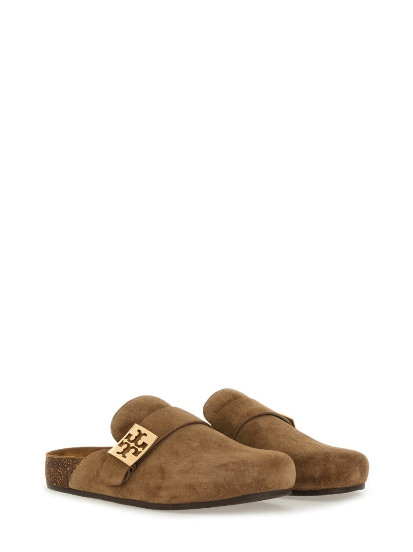 Tory Burch Warm Brown Suede Mellow Sandals