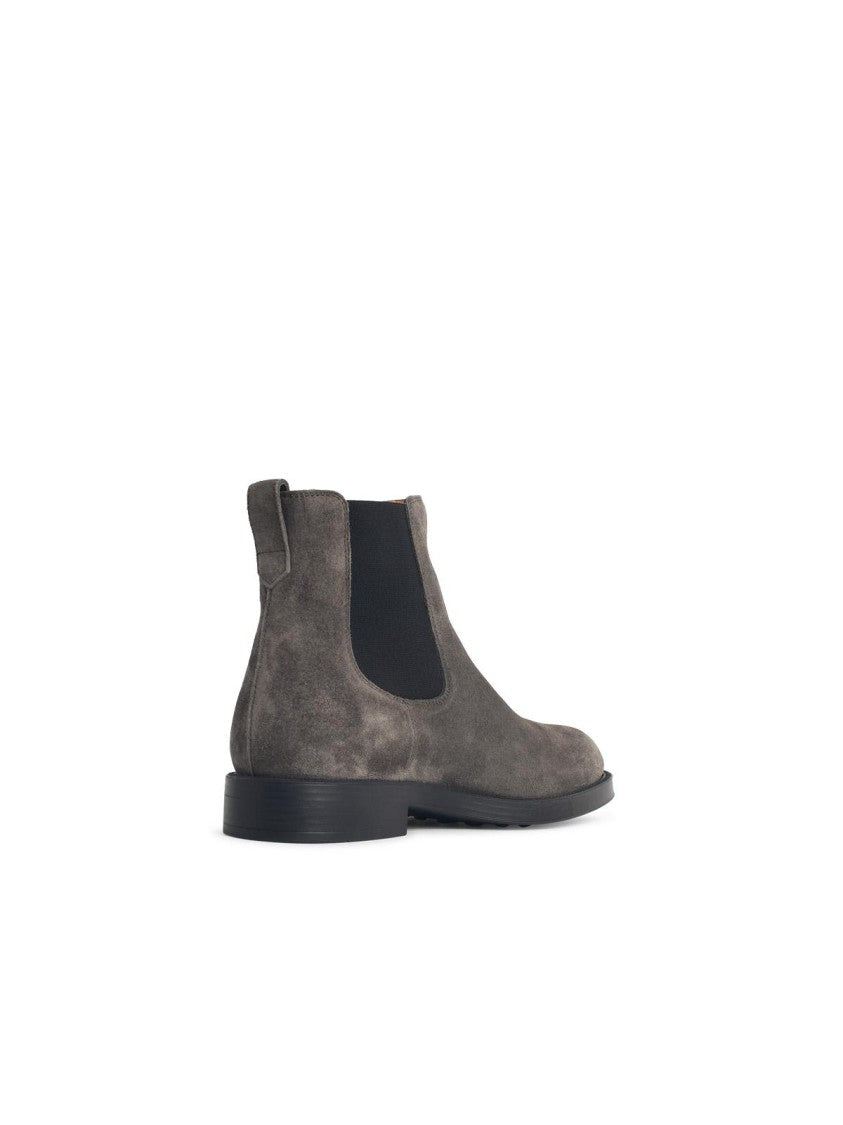 Tod's 'Chelsea' Grey Suede Leather Ankle Boots