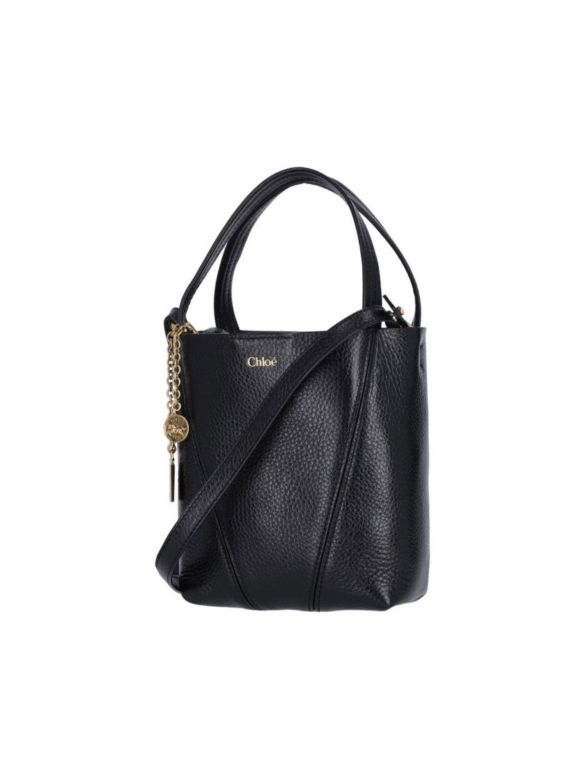 Chloé Small Hammered Leather Tote With Golden Accents