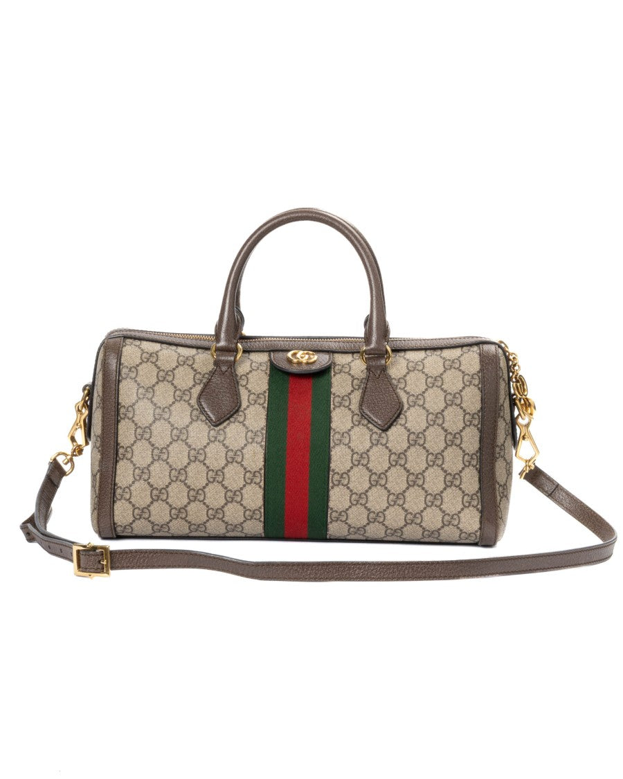 Gucci Brown Medium Ophidia Gg Supreme Boston Tote Bag