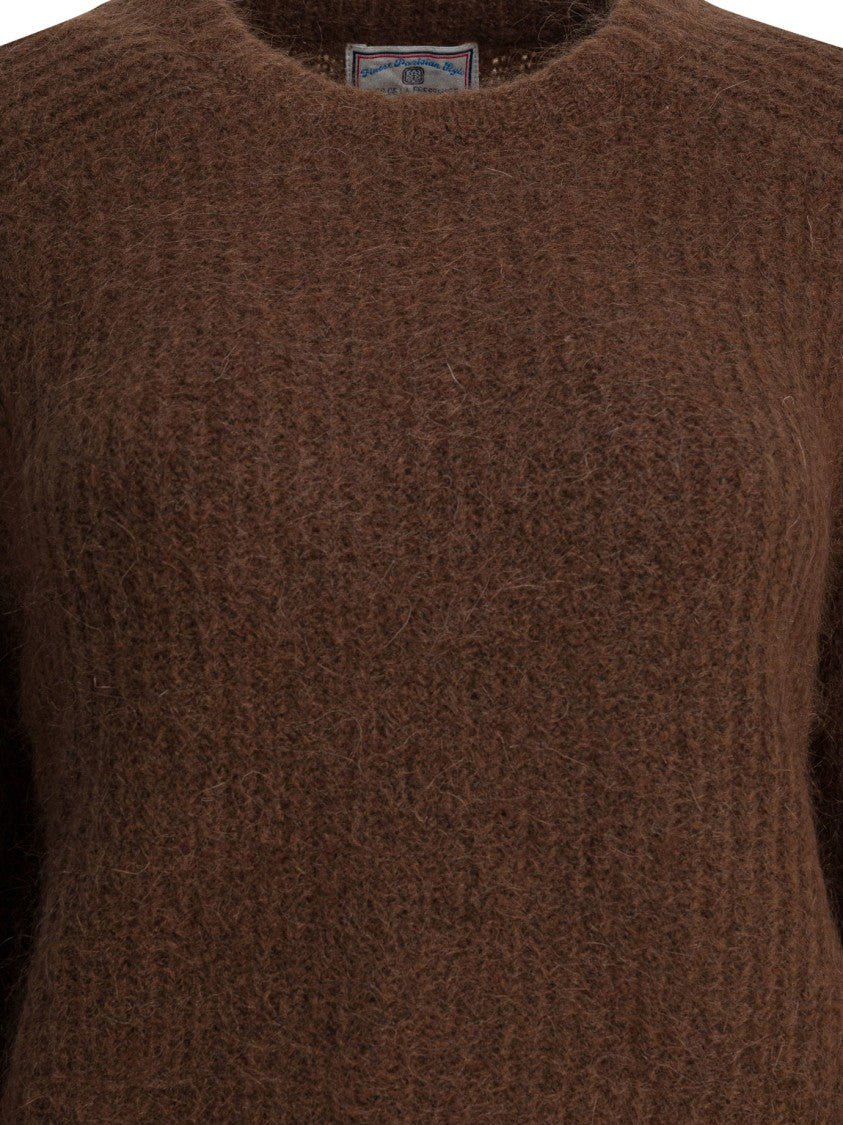 Ines De La Fressange Ribbed Mohair Sweater In Warm Brown