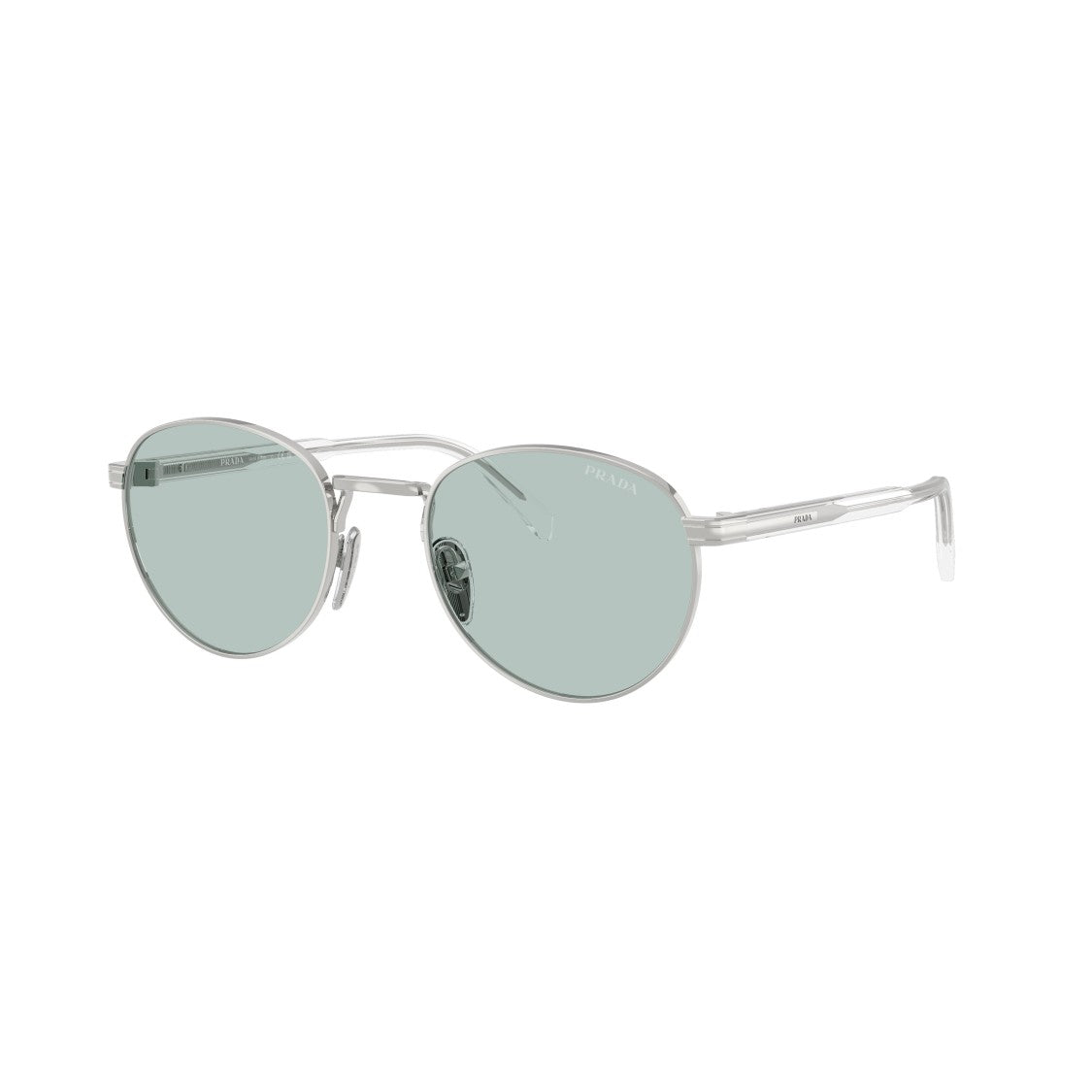 Prada 0Pr B51s Polished Silver Metal Frame Sunglasses