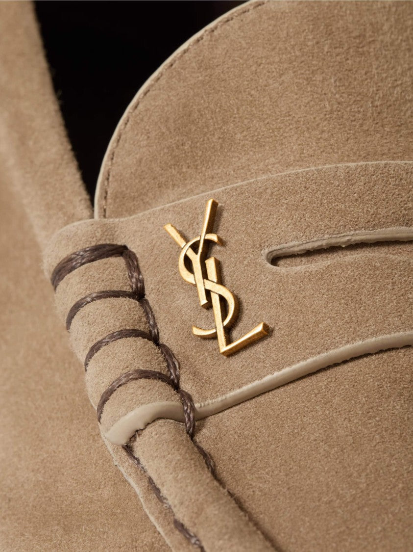 Saint Laurent Le Loafer 15 Ruched Suede Loafers
