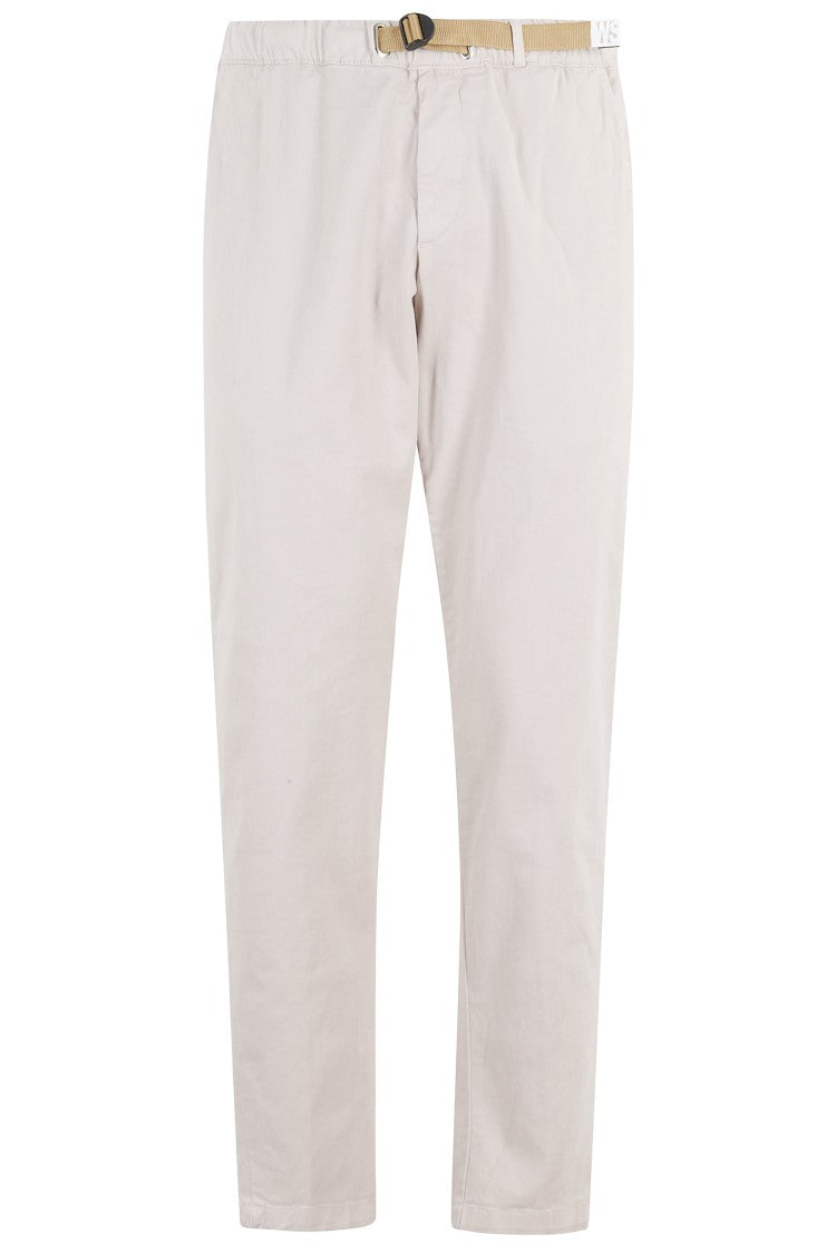 White Sand Relaxed Fit Beige Cotton-Elastane Pants With Adjustable Interior Belt