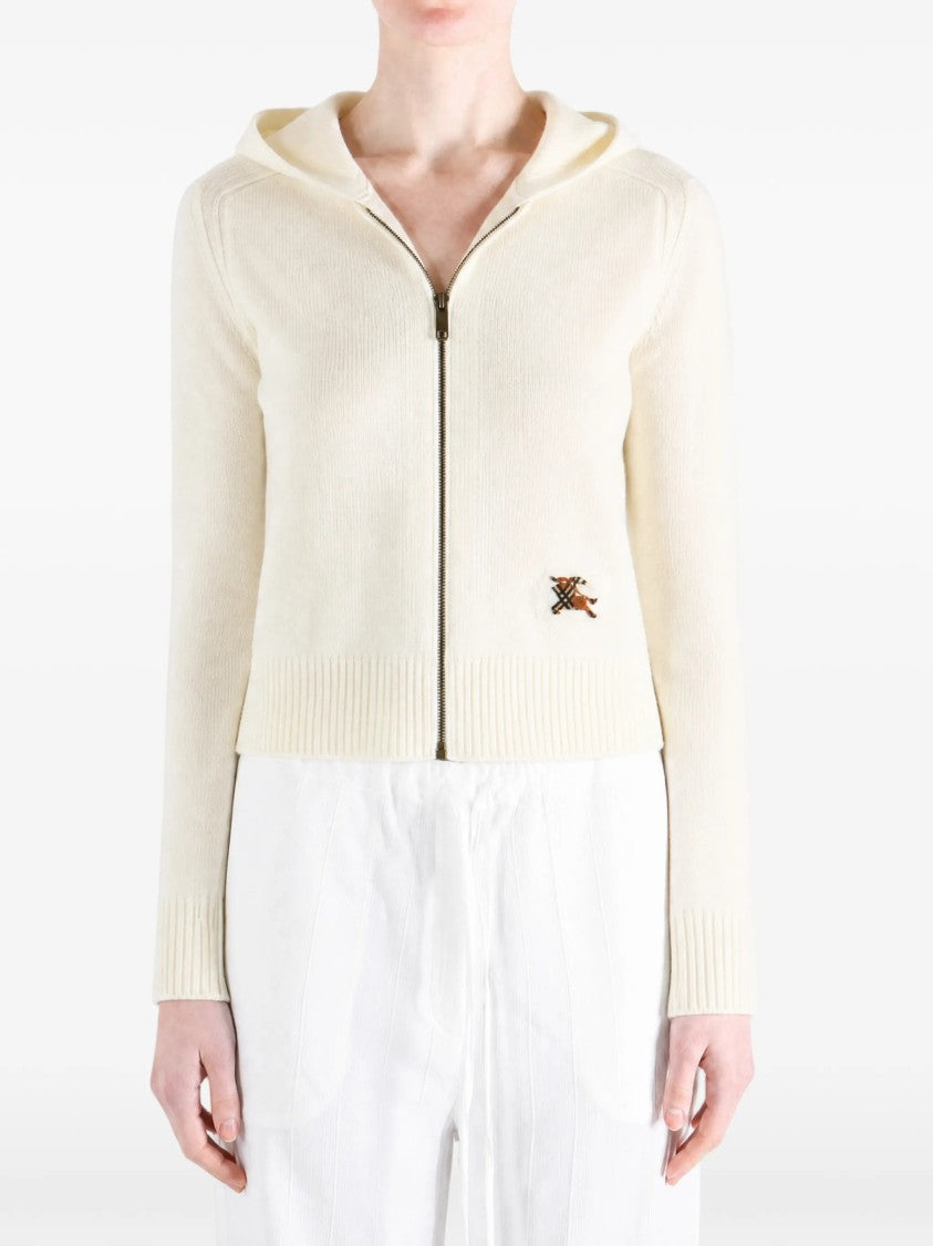 Burberry Giacca Fitted Cotton Ribbed Knit Hoodie