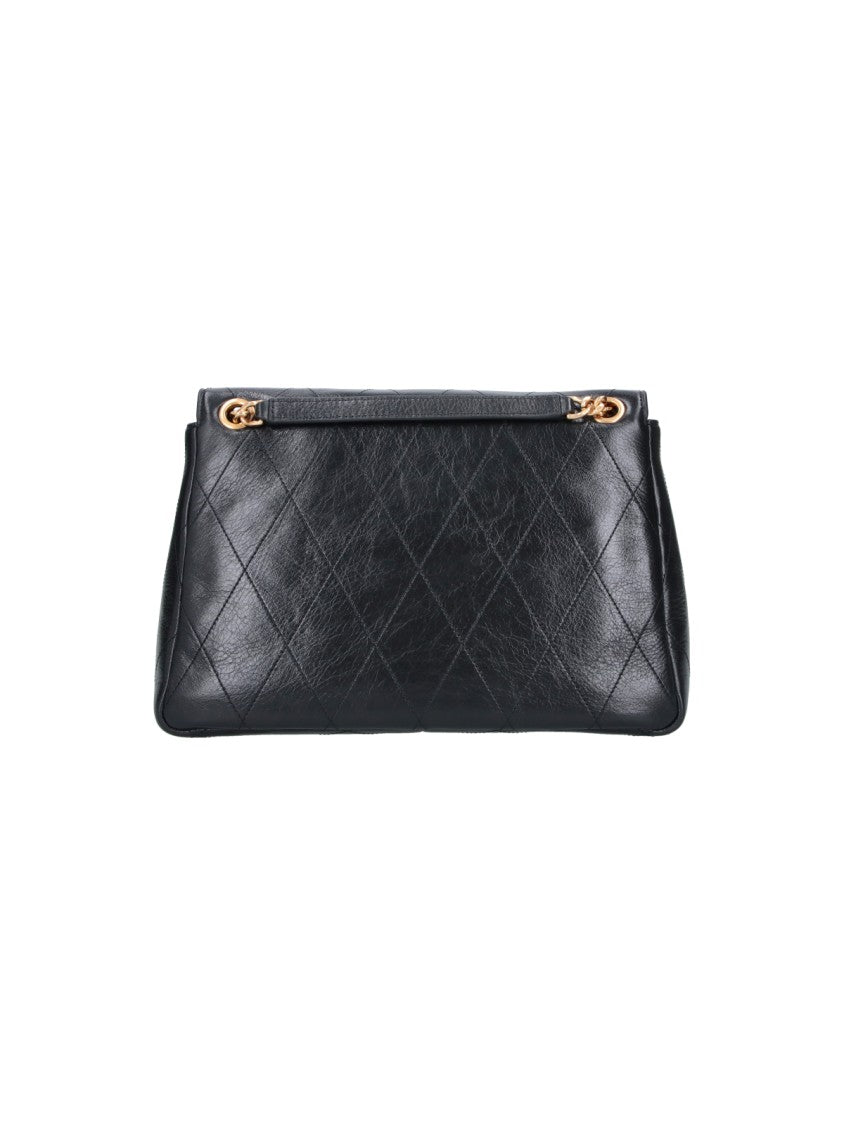 Tory Burch Black Quilted Leather Charlie Shoulder Bag