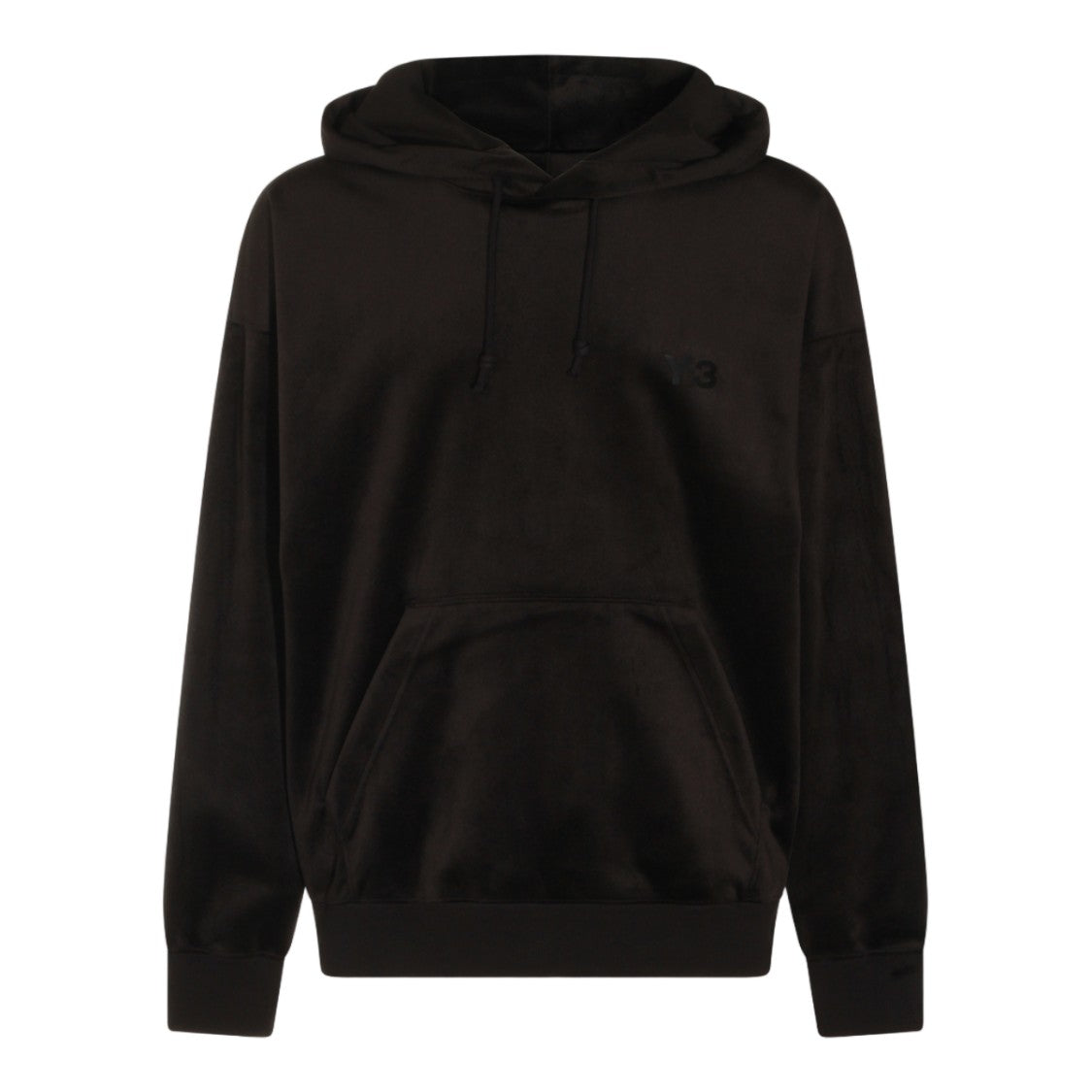 Y-3 Black Hoodie Sweater With Velvety Texture And Embossed Logo