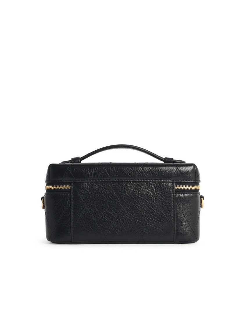 Tory Burch 'Charlie Matelassé' Mini Beige Leather Beauty Case