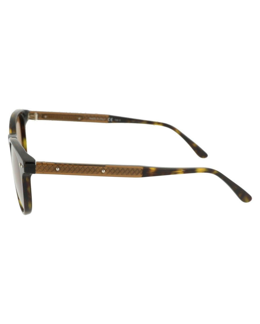 Bottega Veneta Round-Frame Acetate Sunglasses With Tortoiseshell Pattern
