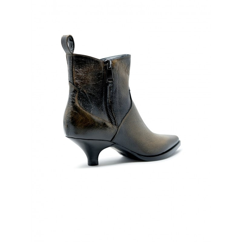 Elena Iachi E4308 Bronze Leather Ankle Boots