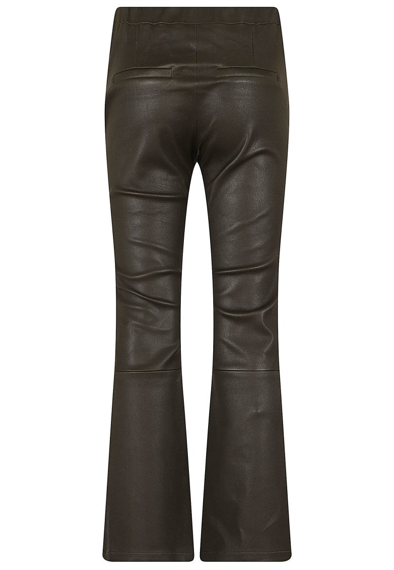 Arma Lively Stretch Plongé Flared-Leg Leather Cropped Pants