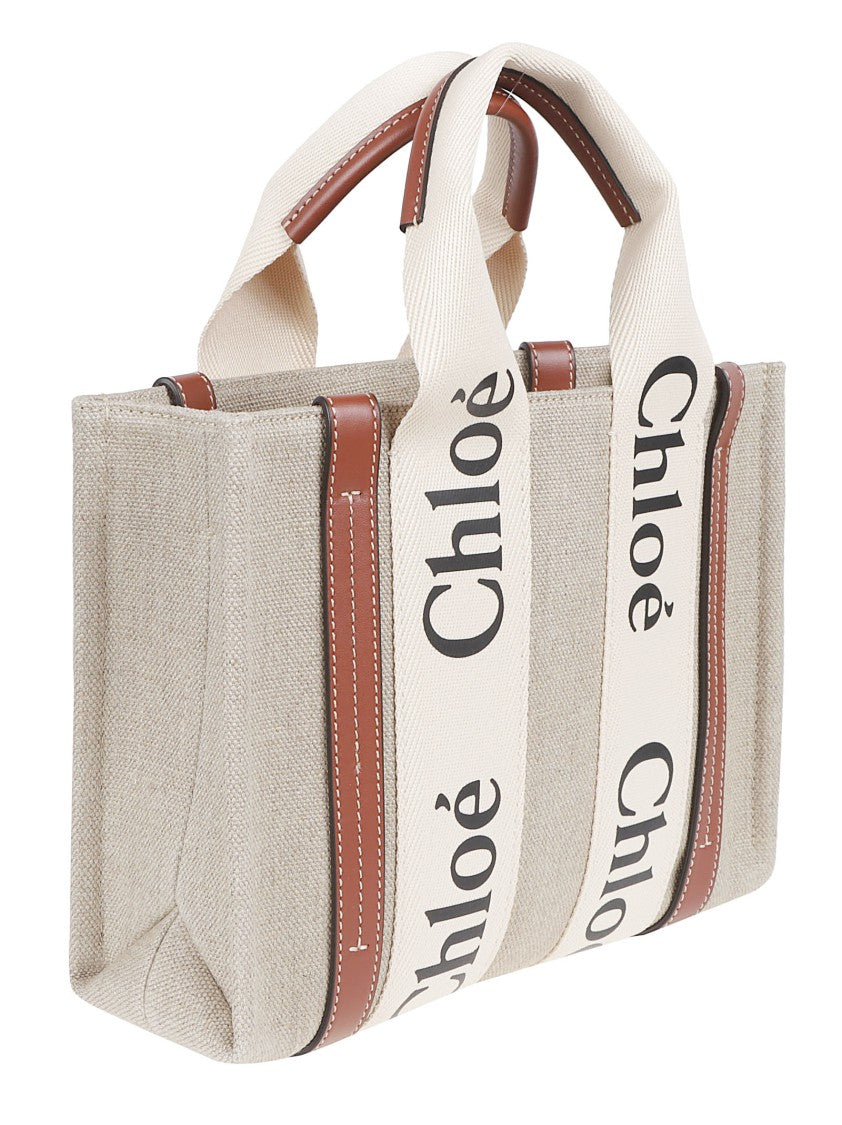 Chloé Textured Fabric Tote Bag With Leather Accents