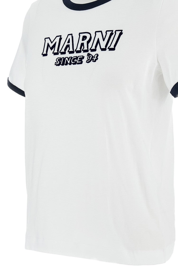 Marni Short-Sleeved Cotton T-Shirt With Embossed Logo Detail