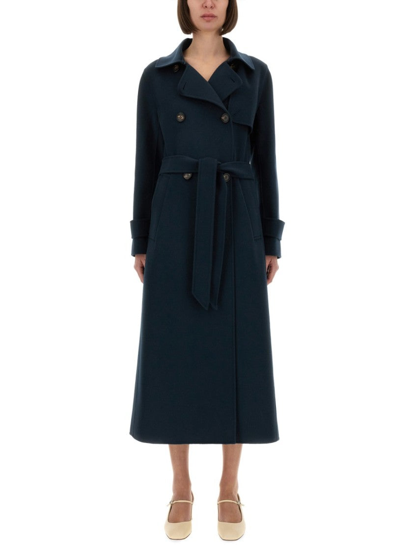 Max Mara Sem Belted Long Double-Breasted Wool Coat