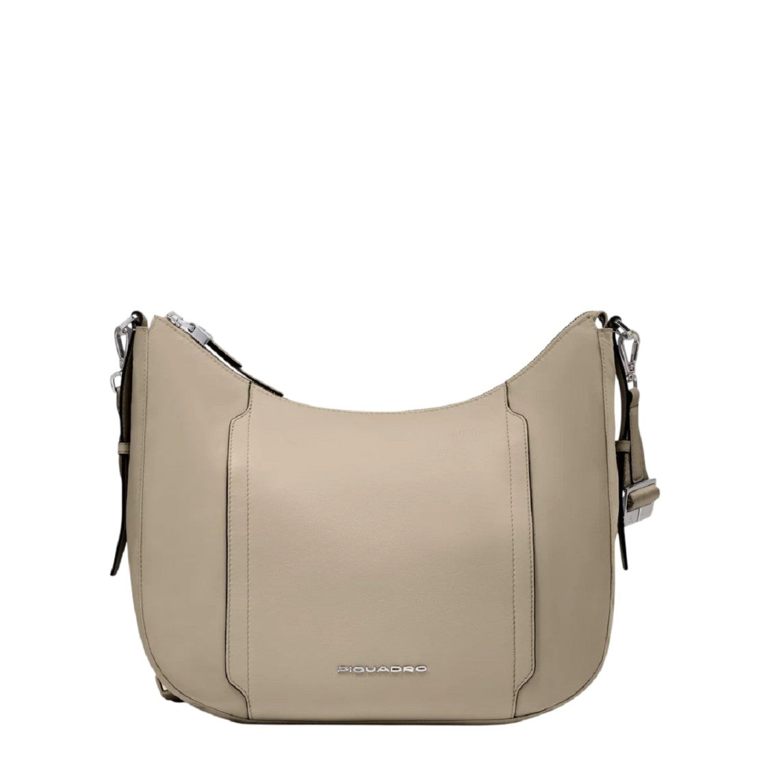 Piquadro Beige Leather And Fabric Shoulder Bag