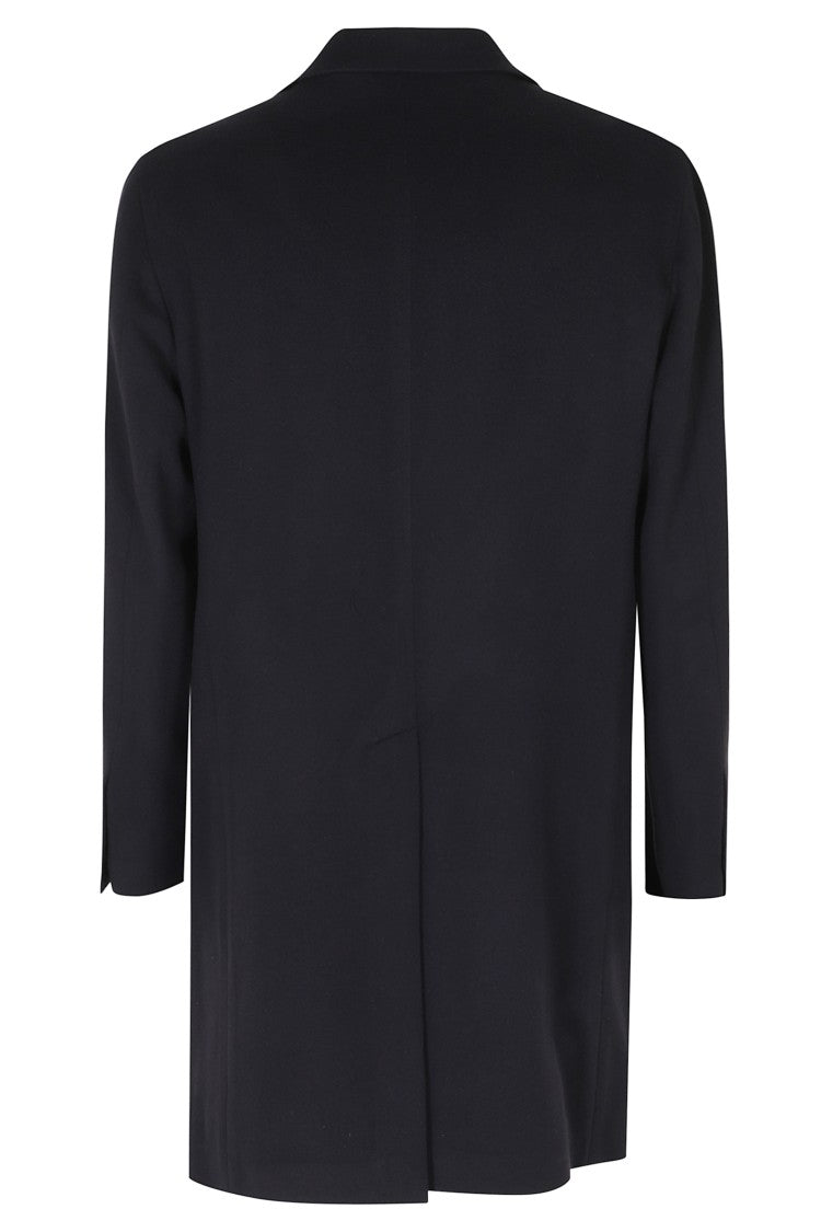 Tagliatore Blue Double-Breasted Silver Embellishment Wool-Blend Coat
