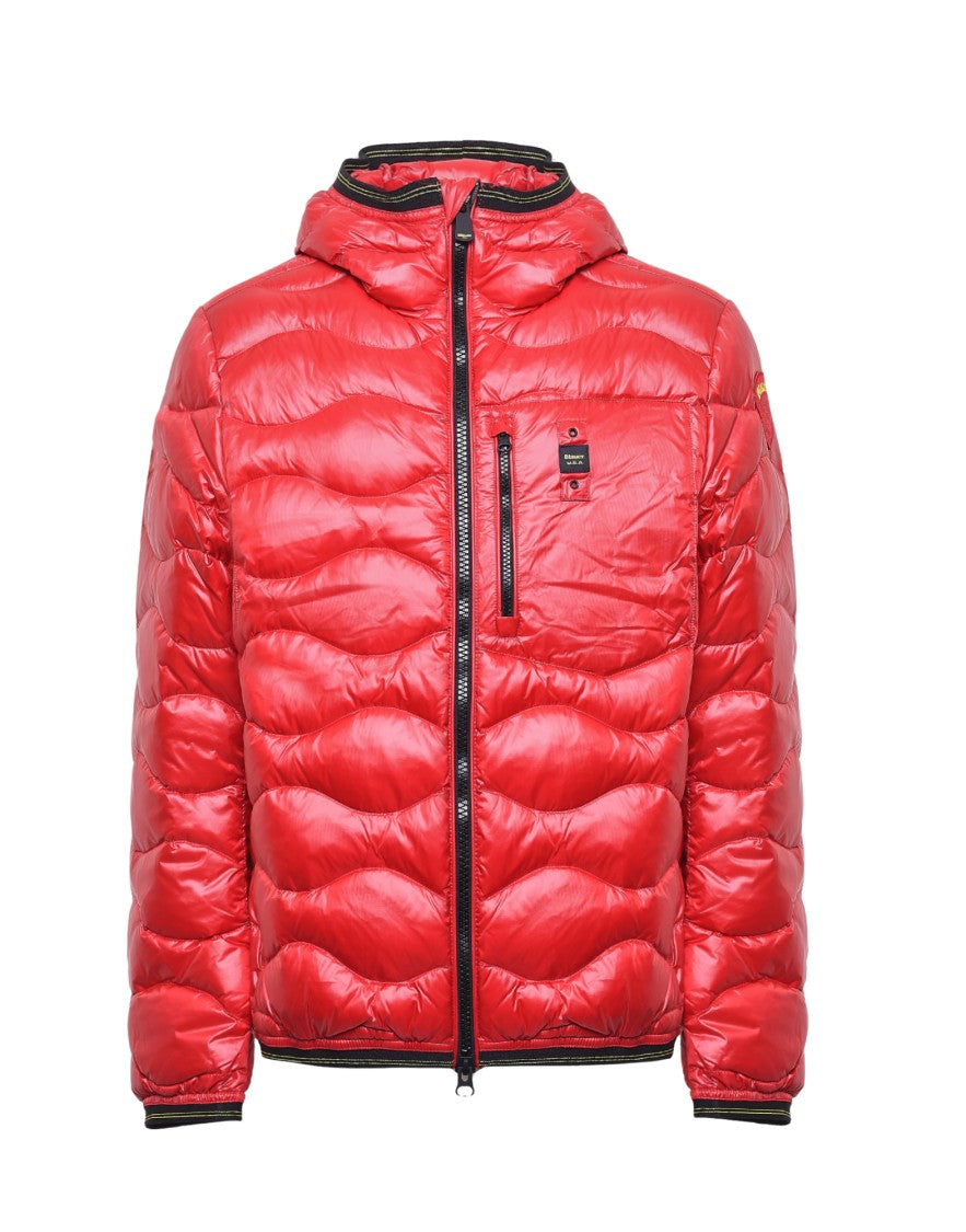 Blauer Red Micro-Ripstop Polyester Wave-Quilted Puffer Jacket