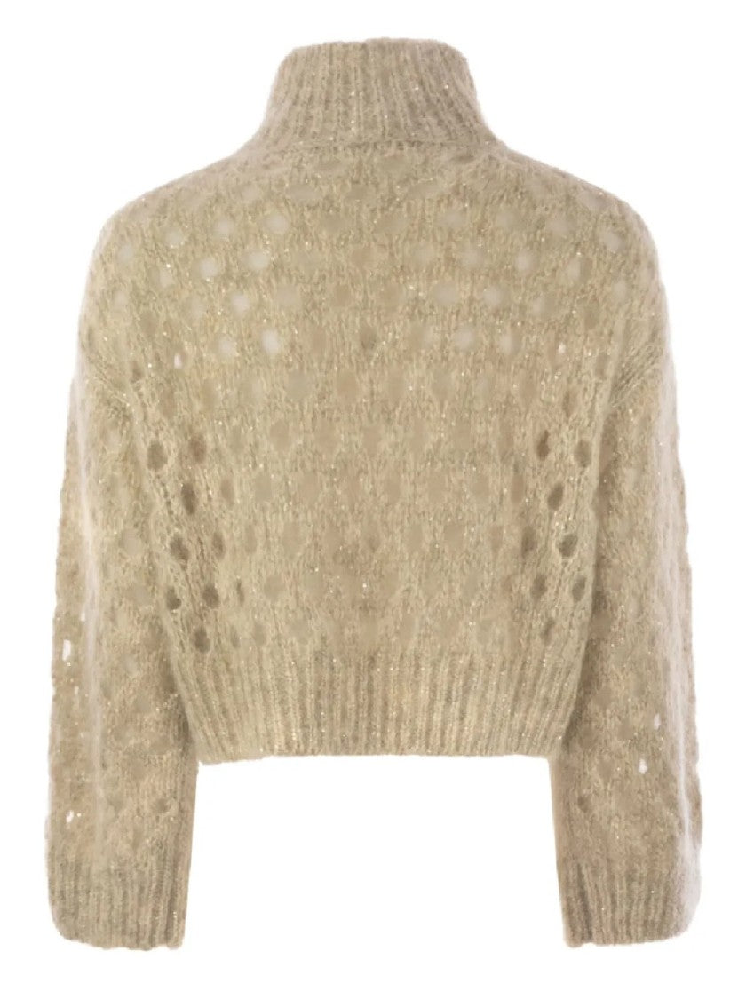 Brunello Cucinelli Textured Knit Sweater With High Ribbed Turtleneck