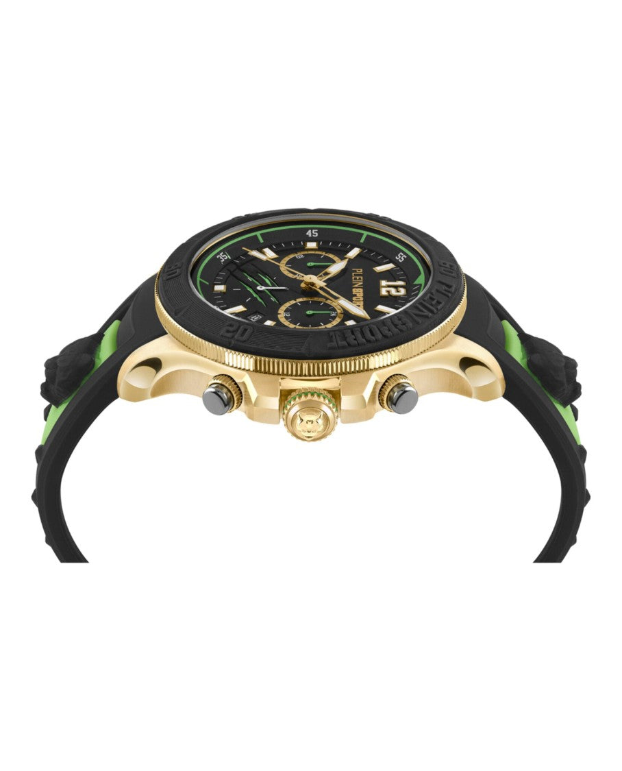 Plein Sport Warrior Tech Chronograph Watch With Ip Yellow Gold Case